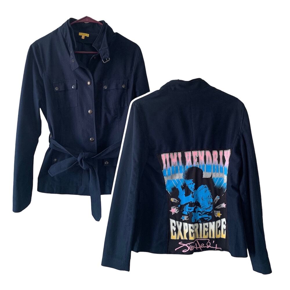Reworked Apparel Jimi Hendrix Experience Custom Upcycle Navy Jacket Women's 8